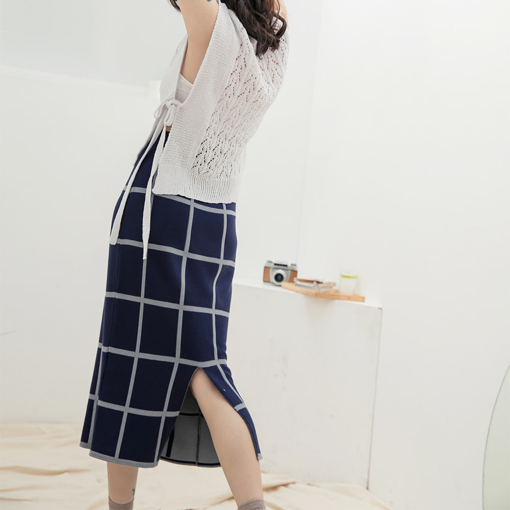 Plaid Straight Skirt