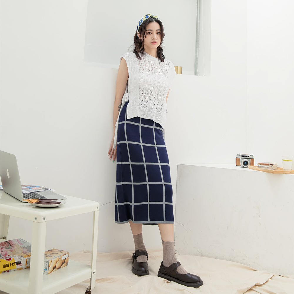 Plaid Straight Skirt