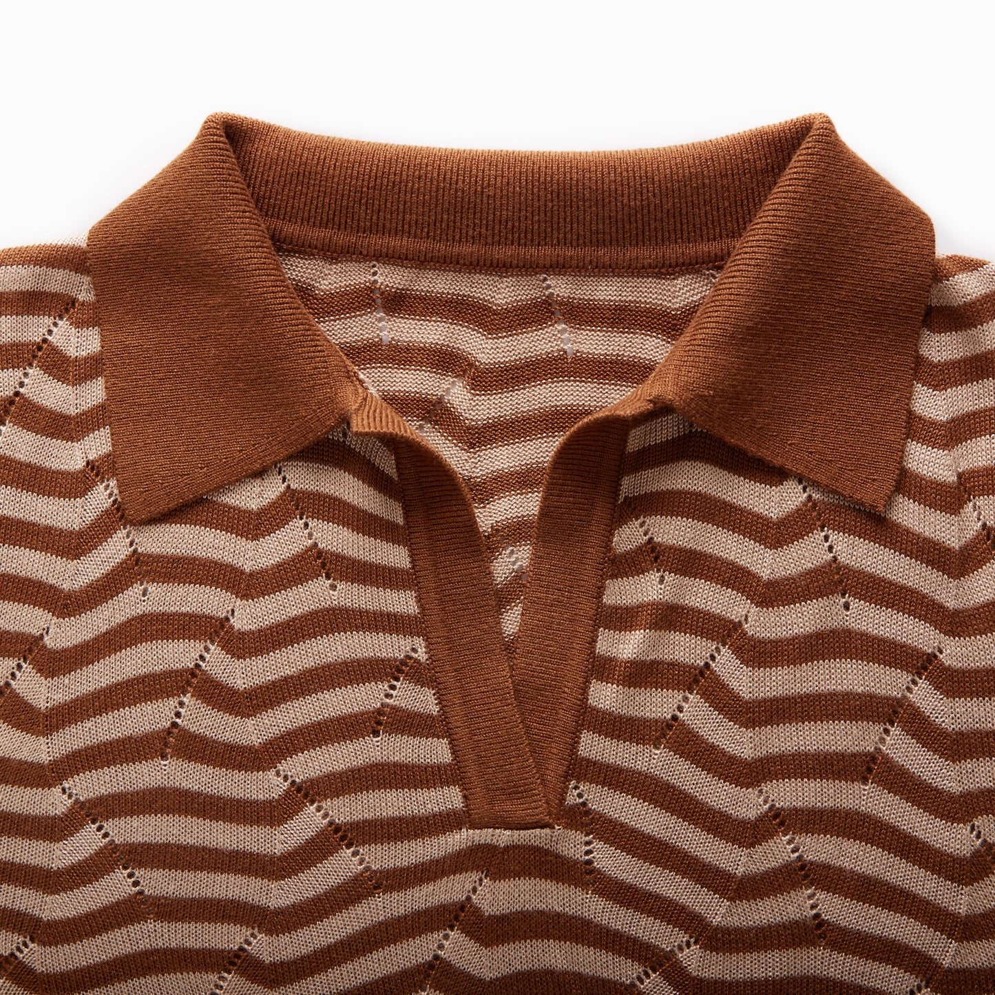 Fully Fashioning Maia Transfer Stitch Polo Shirt
