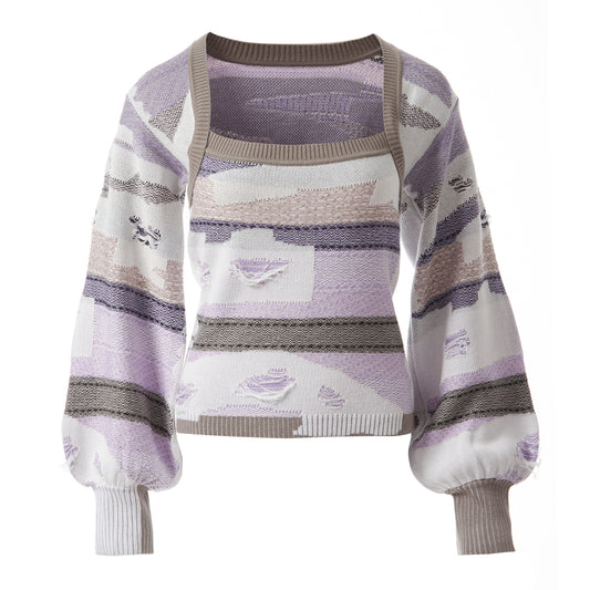 Fully Fashioning Margo Inlay Knit Sweater