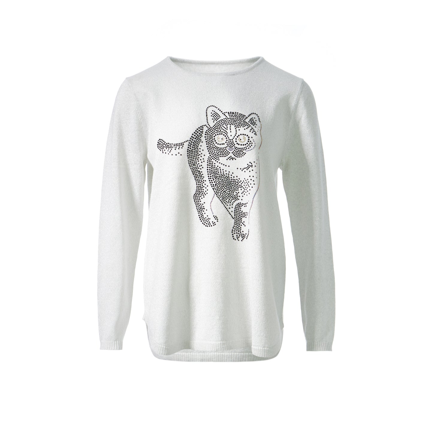 Cat Rhinestone with Lurex Sweater