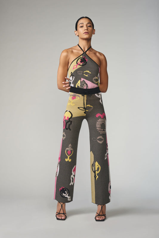 Fully Fashioning Cali Jacquard Knit Trousers