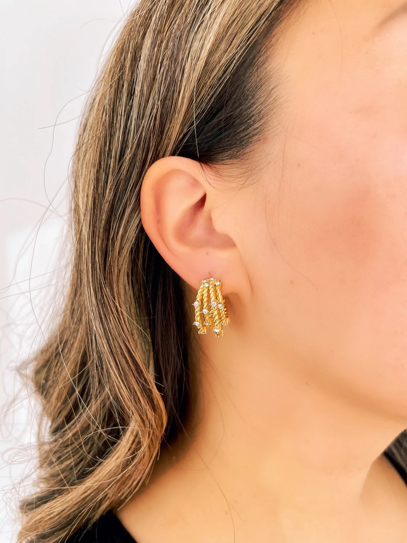 Olivia Le | Ava Braided Dome Pave Earrings
