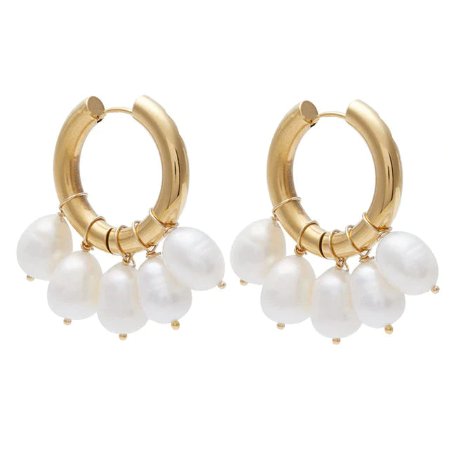 Olivia Le | Carmen Floating Pearl Charm Hoop Earrings