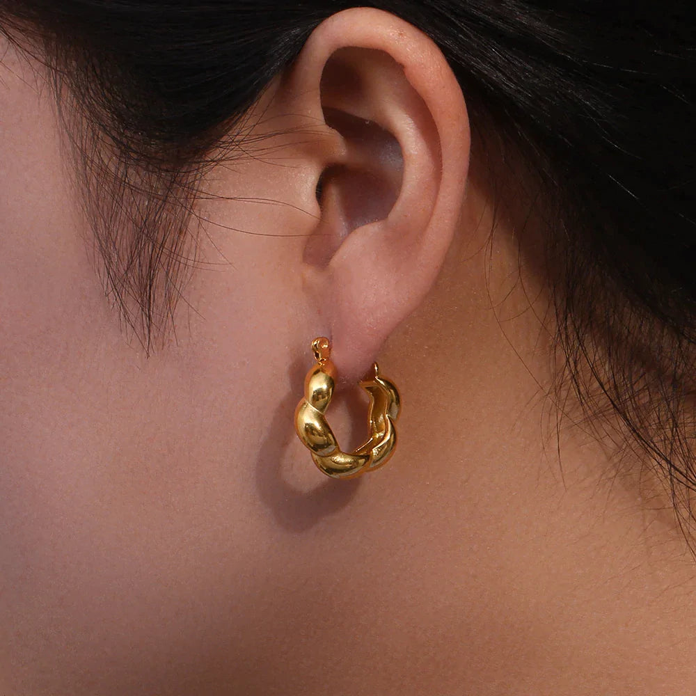 Olivia Le | Flora Geometric Floral Hoop Earrings