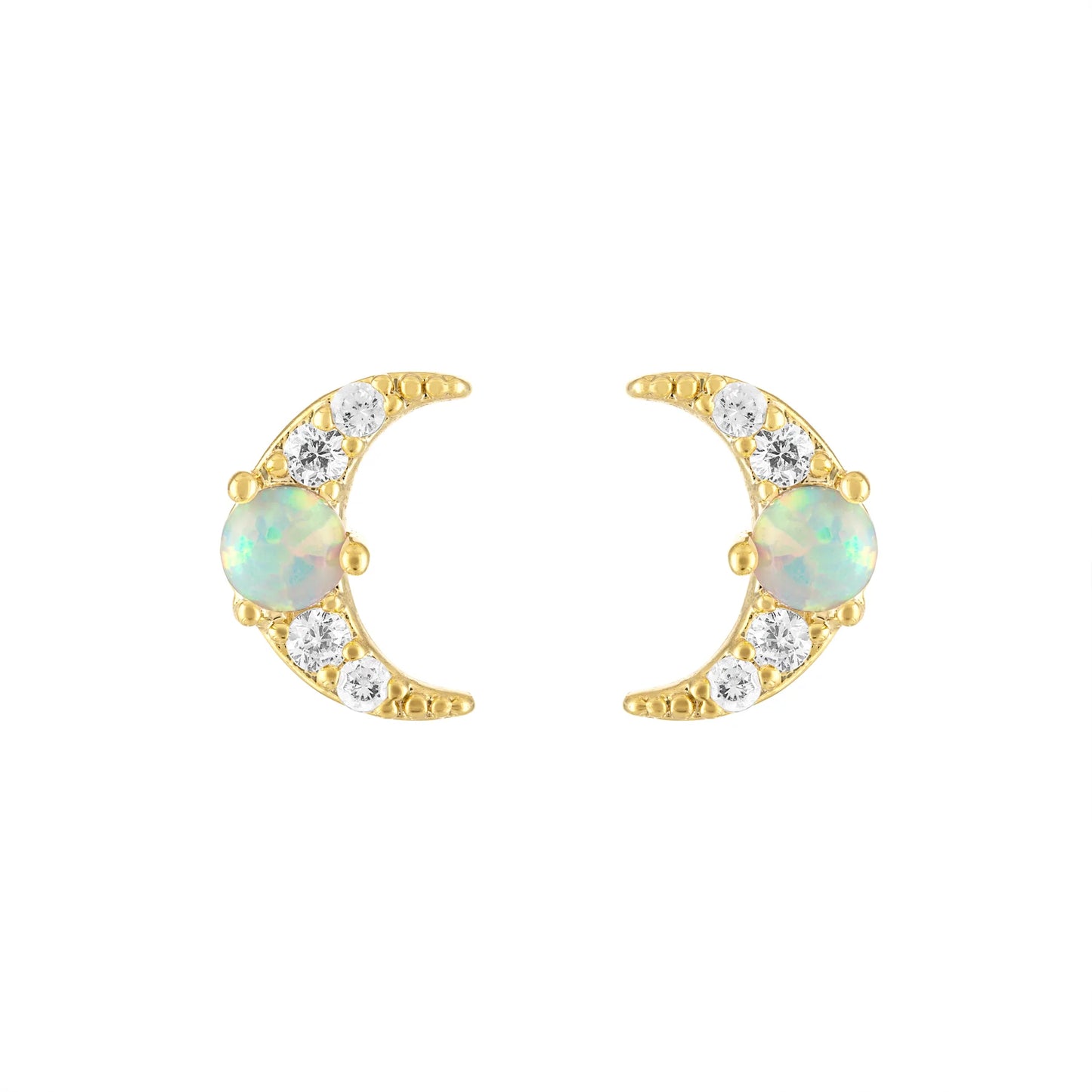 Olivia Le | Sky Opal Moon Stud Earrings