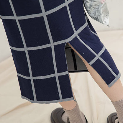 Plaid Straight Skirt
